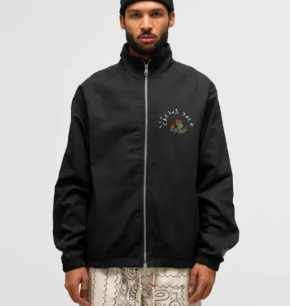 Cactus Jack x Air Jordan Flight Jacket XL Black Travis Scott Graphic Streetwear